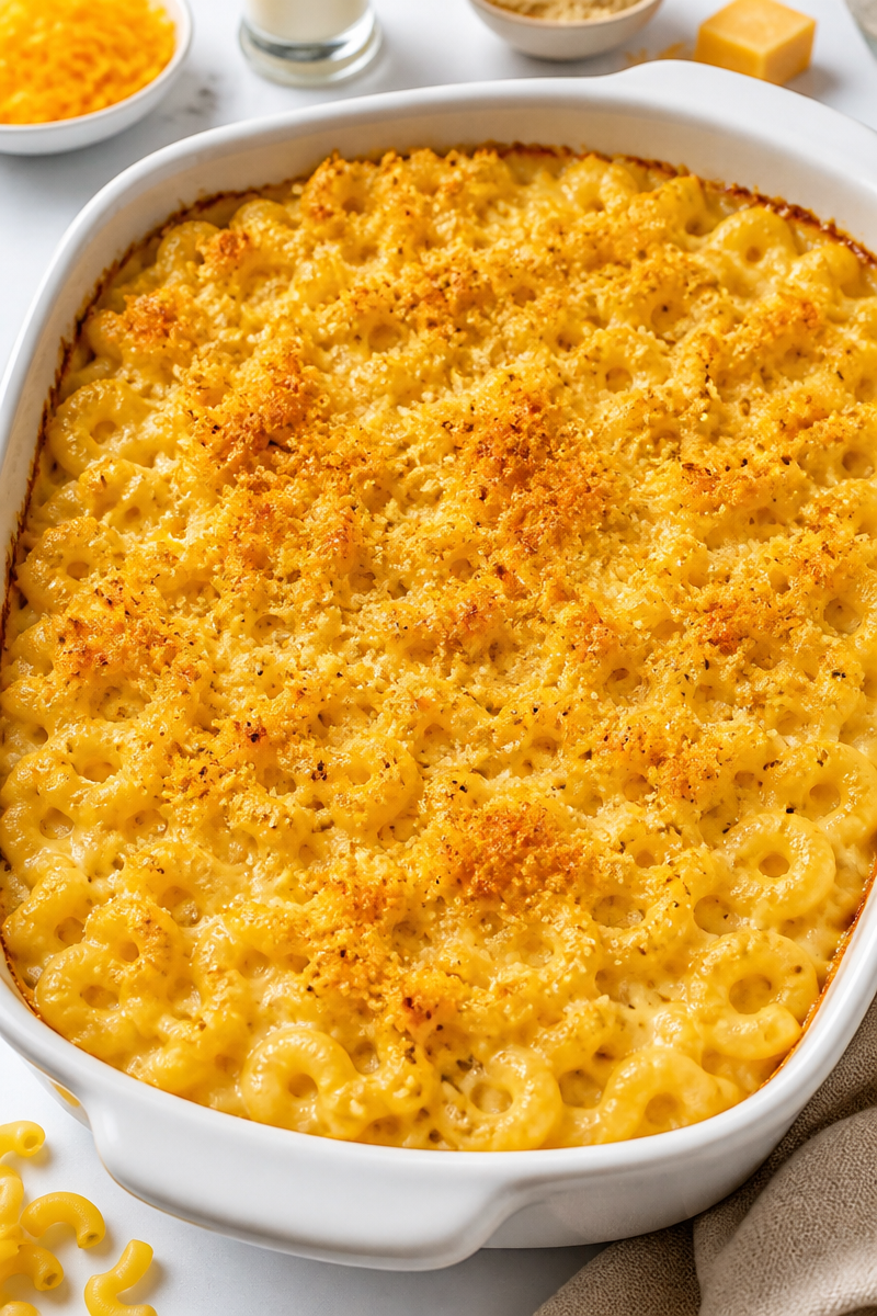 Creamy Baked Cheddar Macaroni And Cheese Dinner