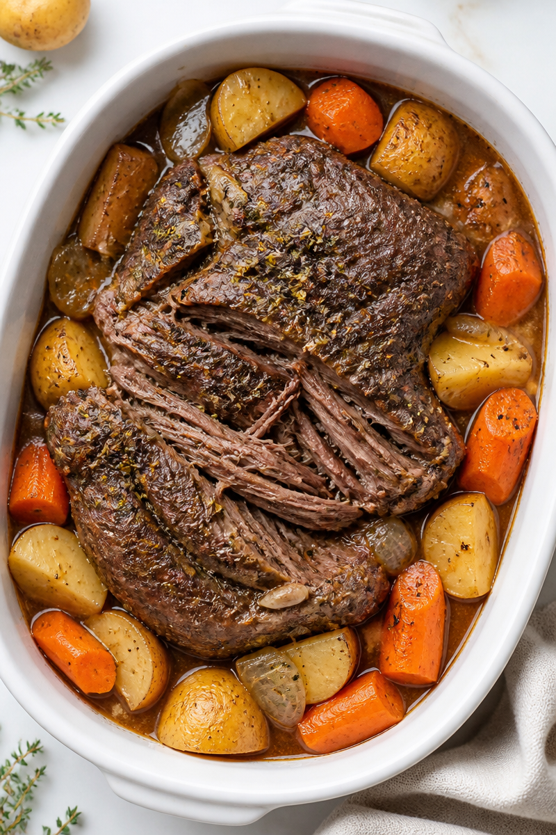 Tender Slow Cooker Beef Pot Roast Dinner