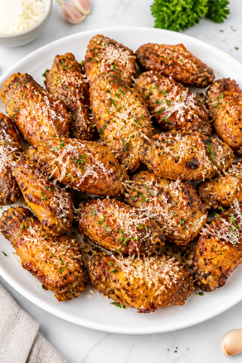 Crispy Baked Garlic Parmesan Chicken Wing