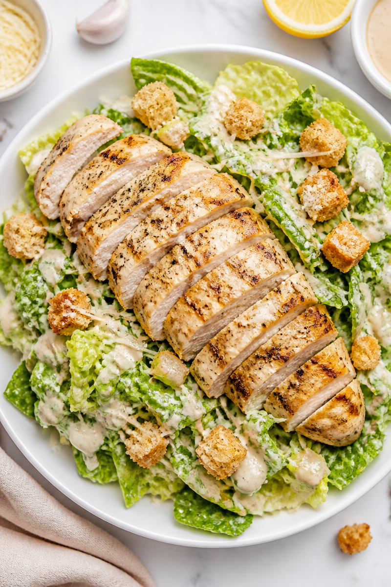 Grilled Chicken And Homemade Halal Caesar Salad