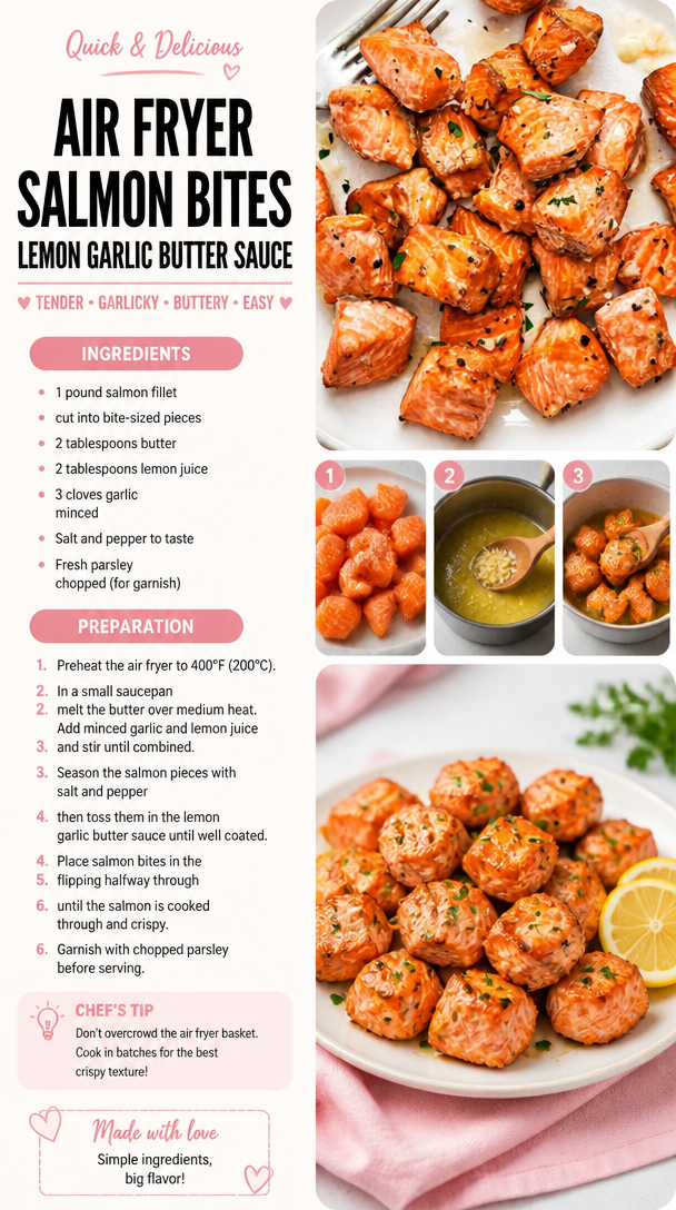 Air Fryer Salmon Bites with Lemon Garlic Butter Sauce