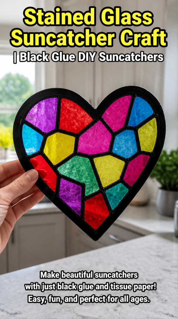 Stained Glass Suncatcher Craft | Black Glue DIY Suncatchers
