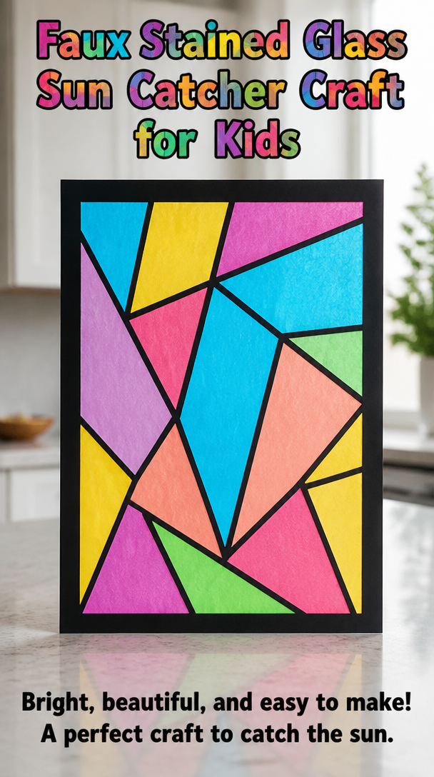 Faux Stained Glass Sun Catcher Craft for Kids
