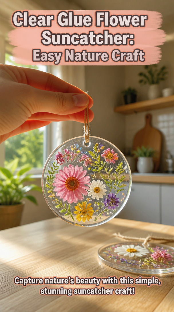 Clear Glue Flower Suncatcher: Easy Nature Craft