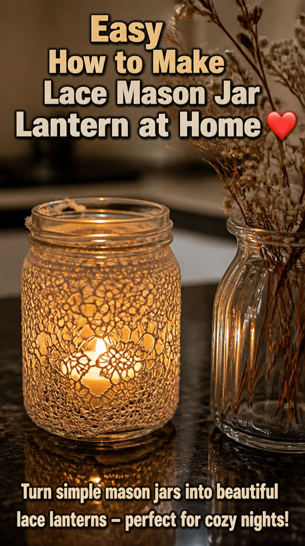 Easy How to Make Lace Mason Jar Lantern at Home ❤️