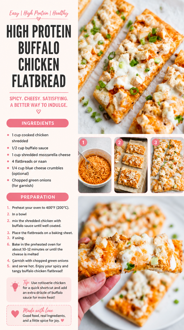 High Protein Buffalo Chicken Flatbread