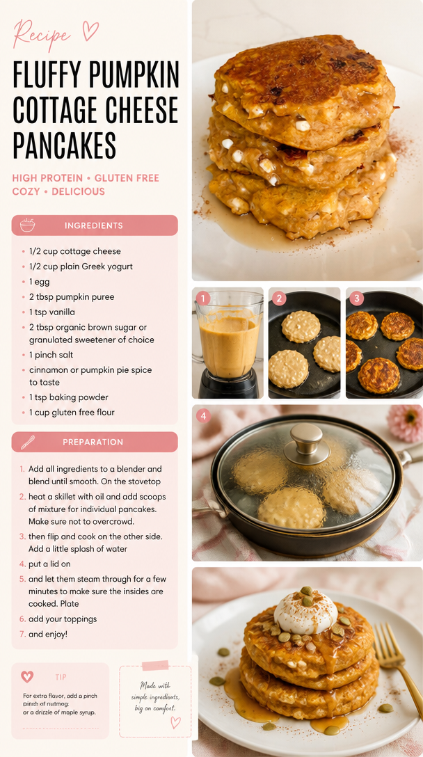 Fluffy Pumpkin Cottage Cheese Pancakes