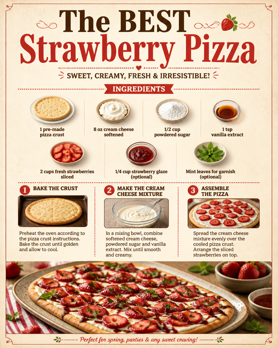 The BEST Strawberry Pizza