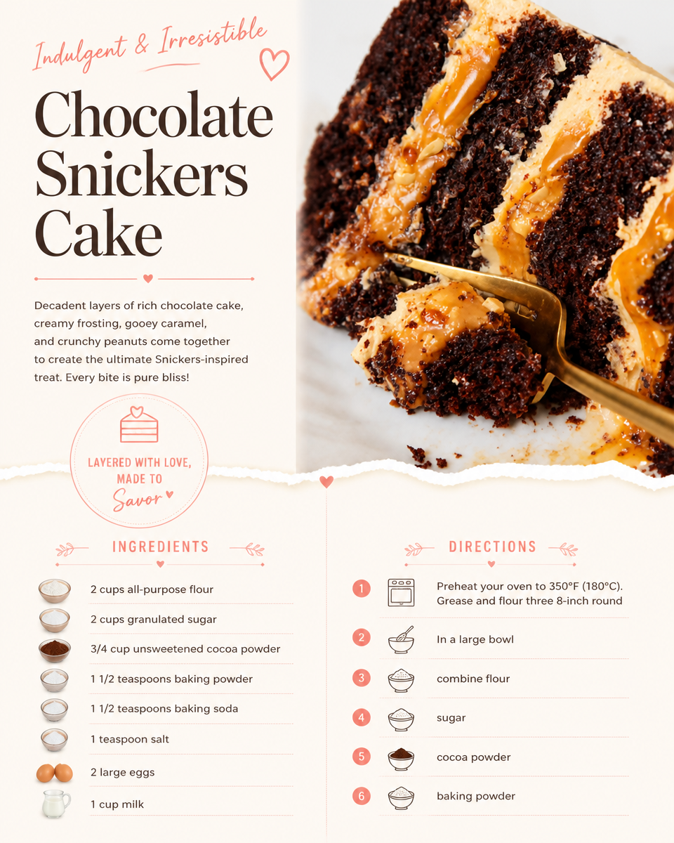 Chocolate Snickers Cake