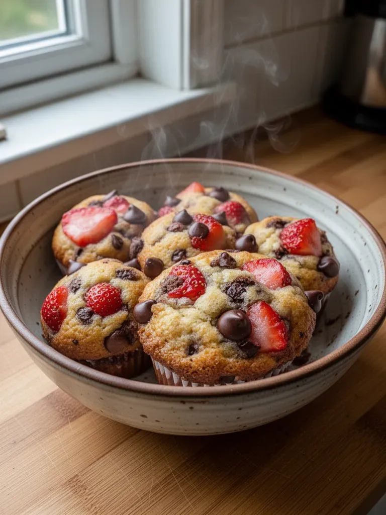 STRAWBERRY CHOCOLATE CHIP MUFFINS