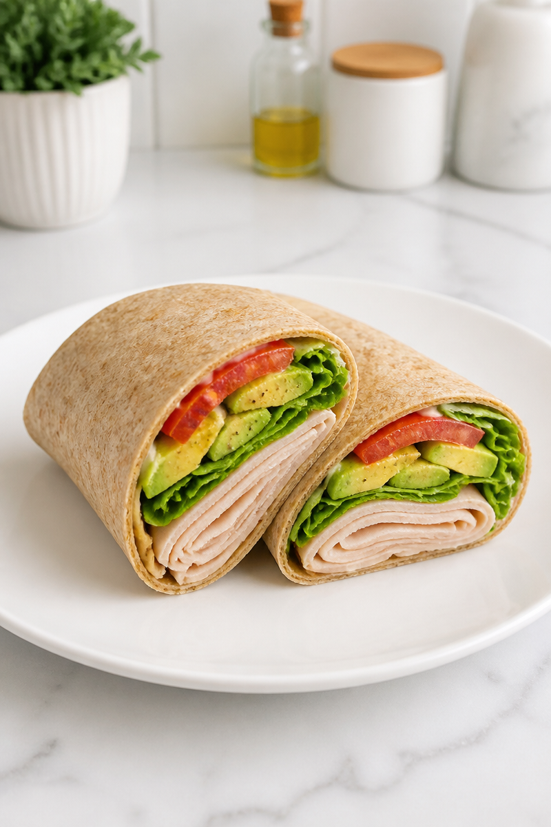 Healthy Smoked Turkey And Avocado Wrap Lunch