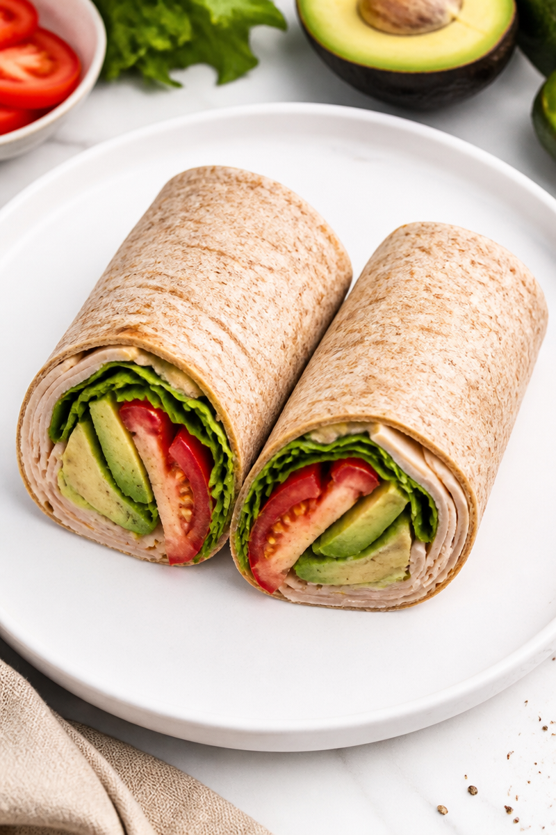 Healthy Smoked Turkey And Avocado Wrap Lunch