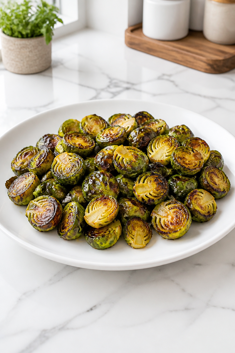 Maple Balsamic Glazed Roasted Brussels Sprout Side