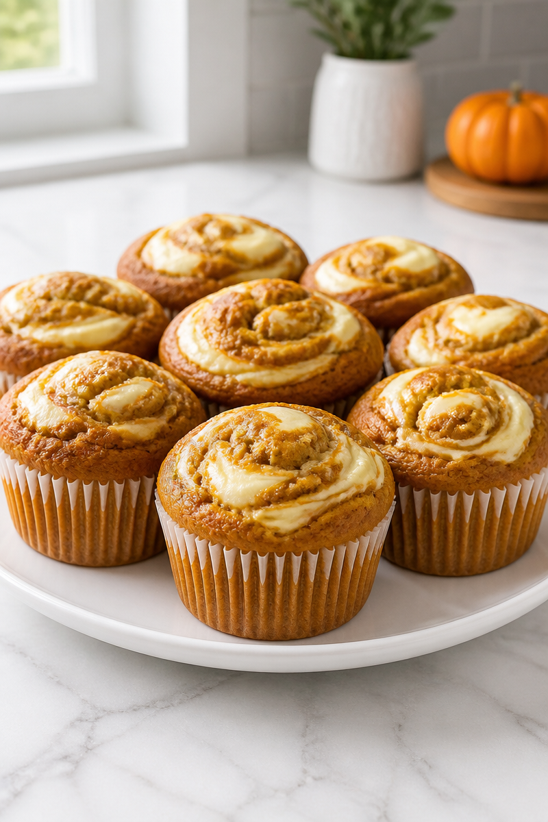 Fluffy Pumpkin Cream Cheese Swirl Muffin