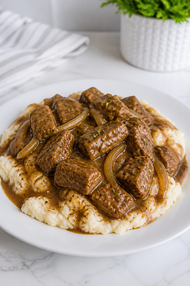 Tender Slow Cooker Beef Tip And Gravy Dinner