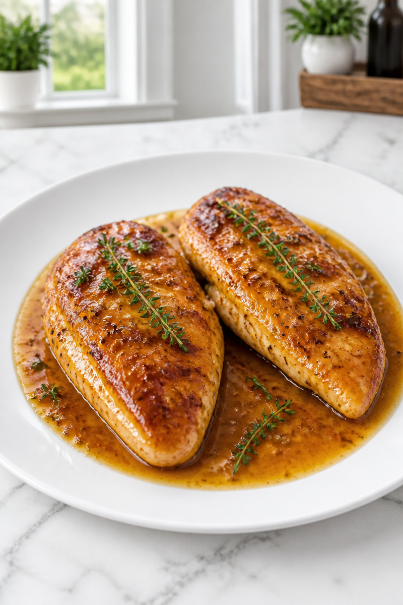 Skillet Seared Apple Cider Glazed Chicken Breast