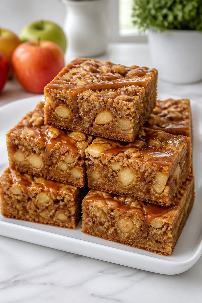 Chewy Caramel Apple Spice Blondie Dessert