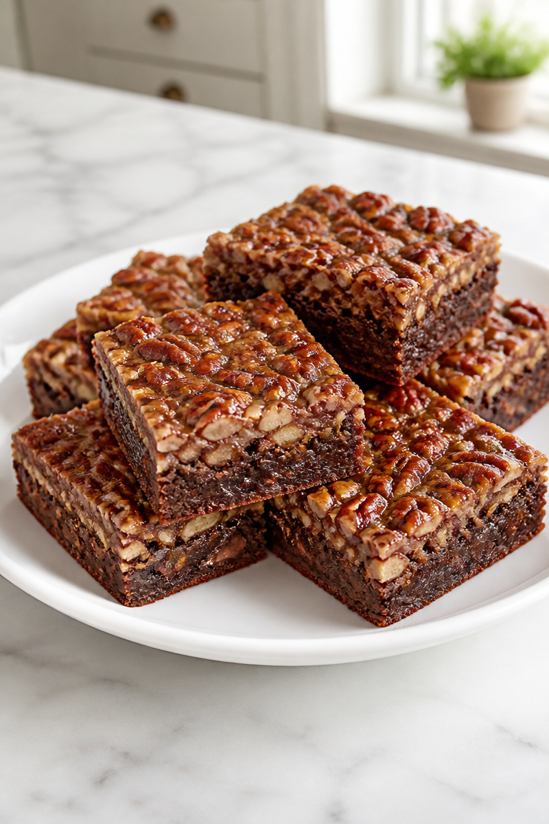 Fudgy Layered Pecan Pie Brownie Dessert