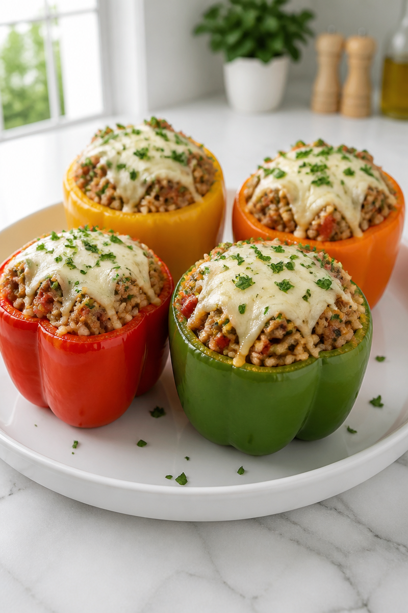 Italian Turkey Sausage Stuffed Bell Pepper Dinner