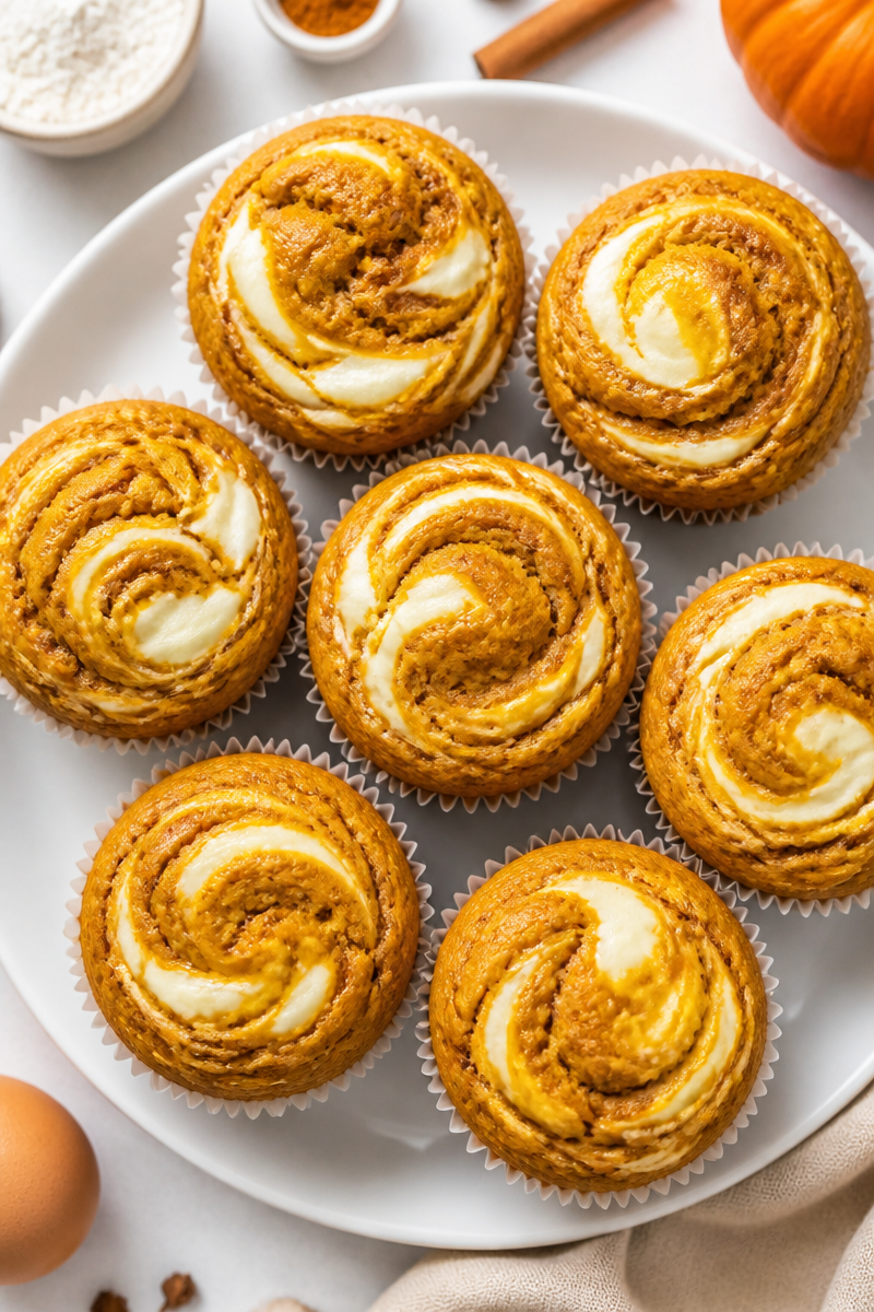 Fluffy Pumpkin Cream Cheese Swirl Muffin