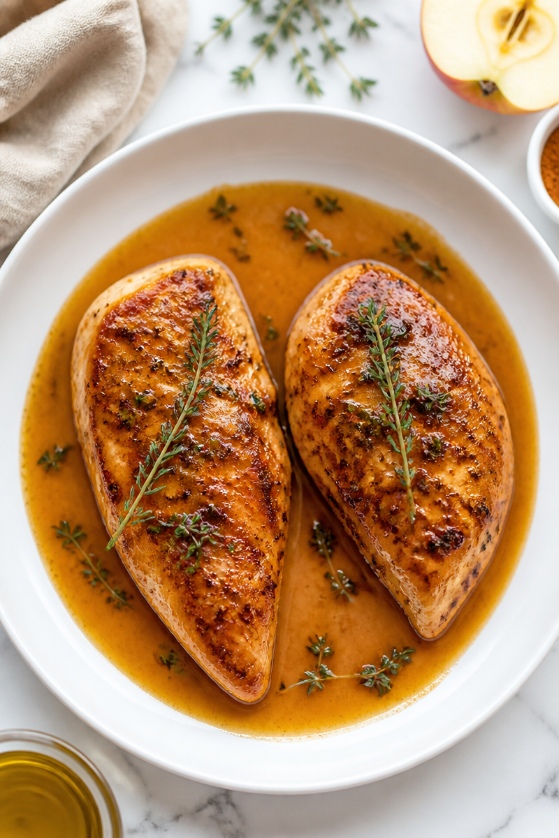 Skillet Seared Apple Cider Glazed Chicken Breast