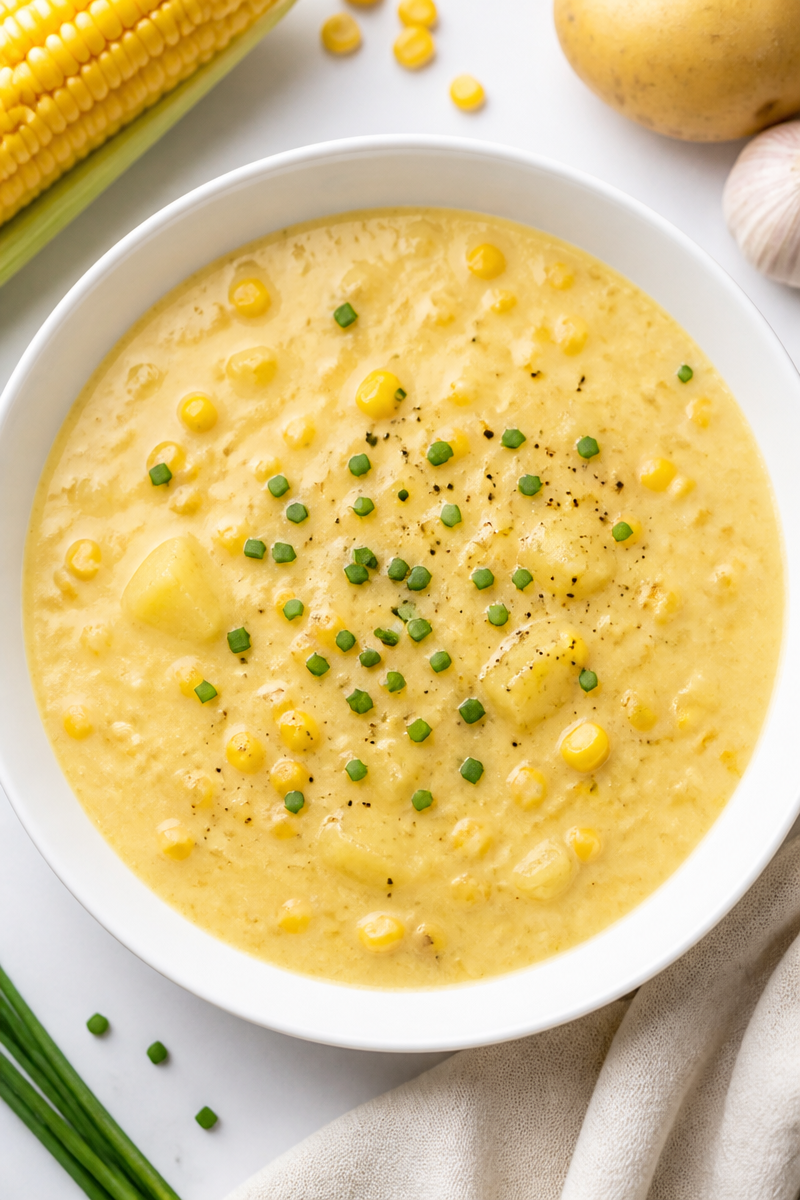 Creamy Roasted Sweet Corn Chowder Soup Recipe