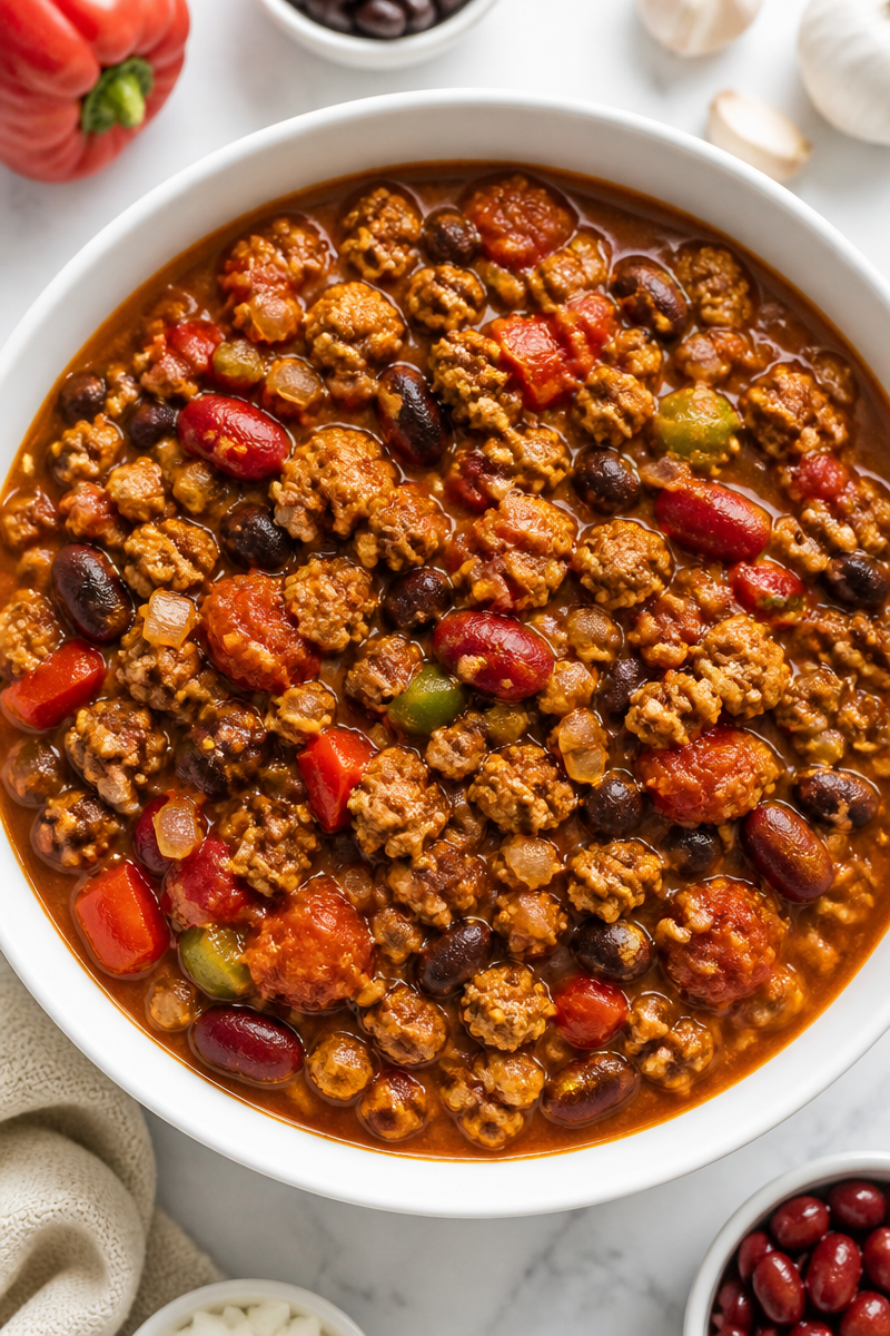 Healthy Slow Cooker Ground Turkey Chili Dinner