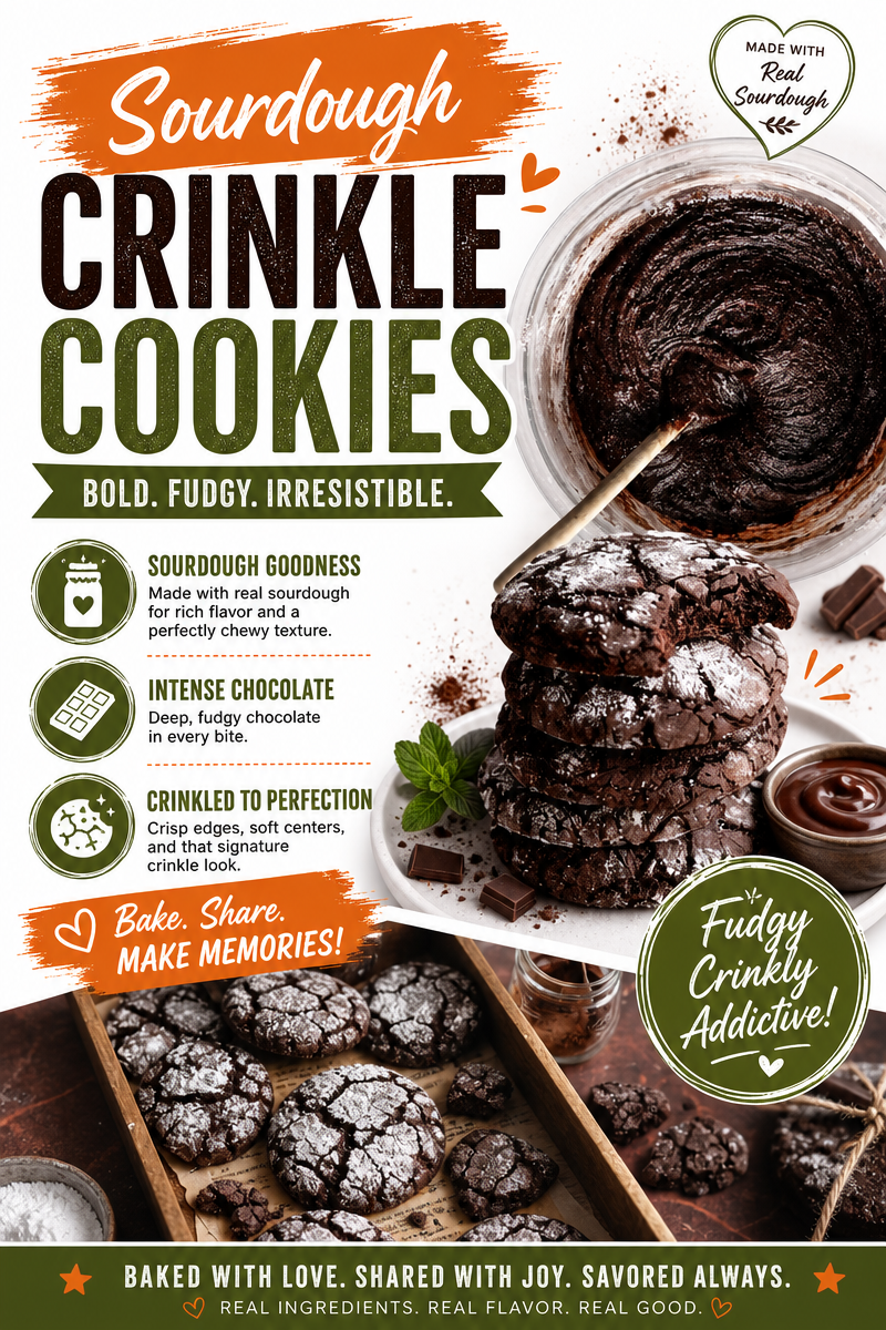 Sourdough Crinkle Cookies: Chewy