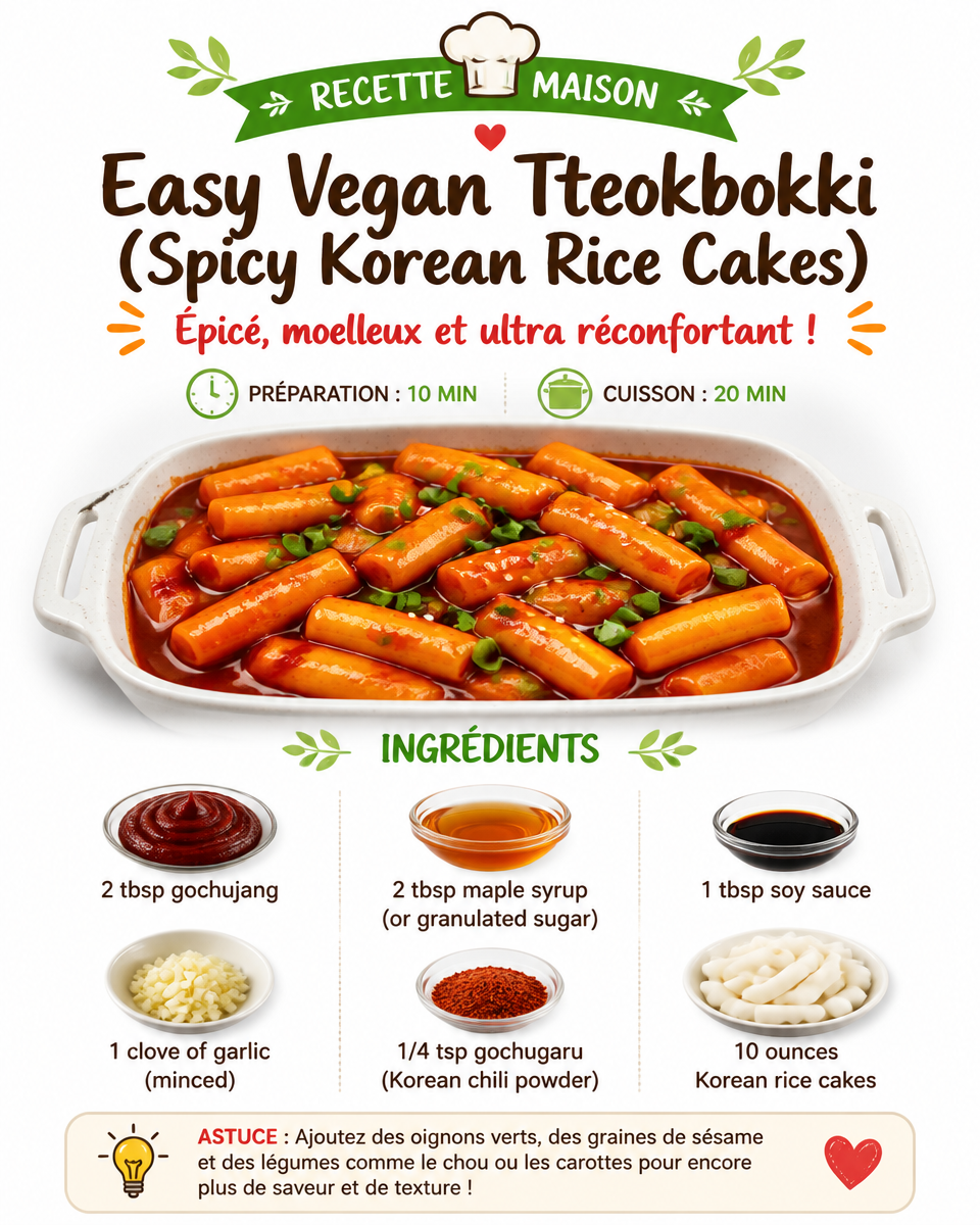 Easy Vegan Tteokbokki (Spicy Korean Rice Cakes)