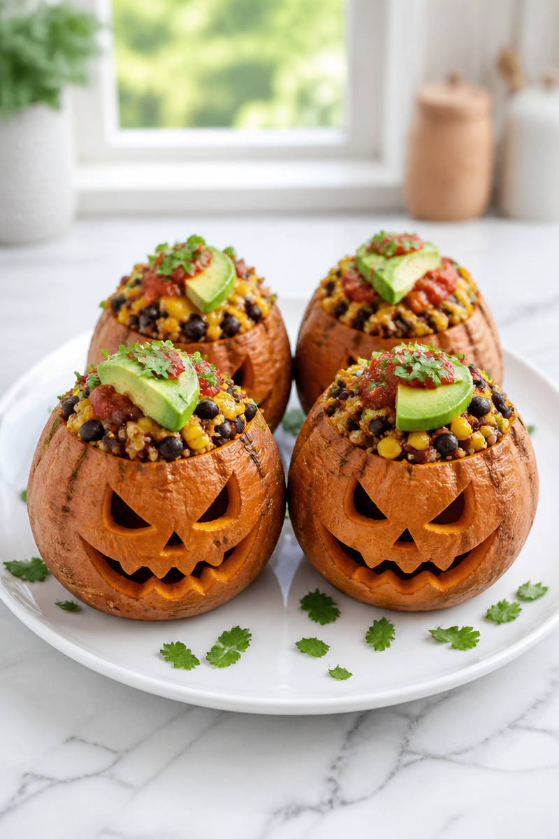 Creepy Jack O Lantern Stuffed Sweet Potato Halloween Dinner 5 Creepy Jack O Lantern Stuffed Sweet Potato Halloween Dinner
