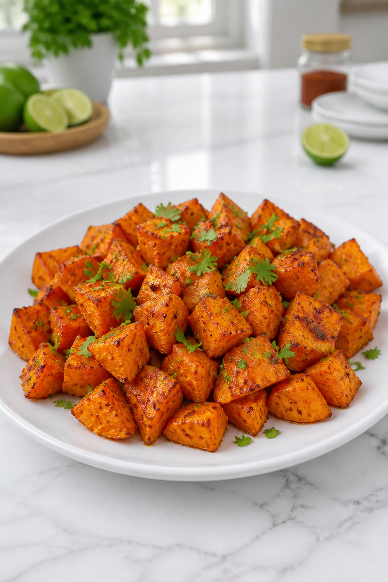 Spicy Chili Lime Oven Roasted Sweet Potato Side 5 Spicy Chili Lime Oven Roasted Sweet Potato Side