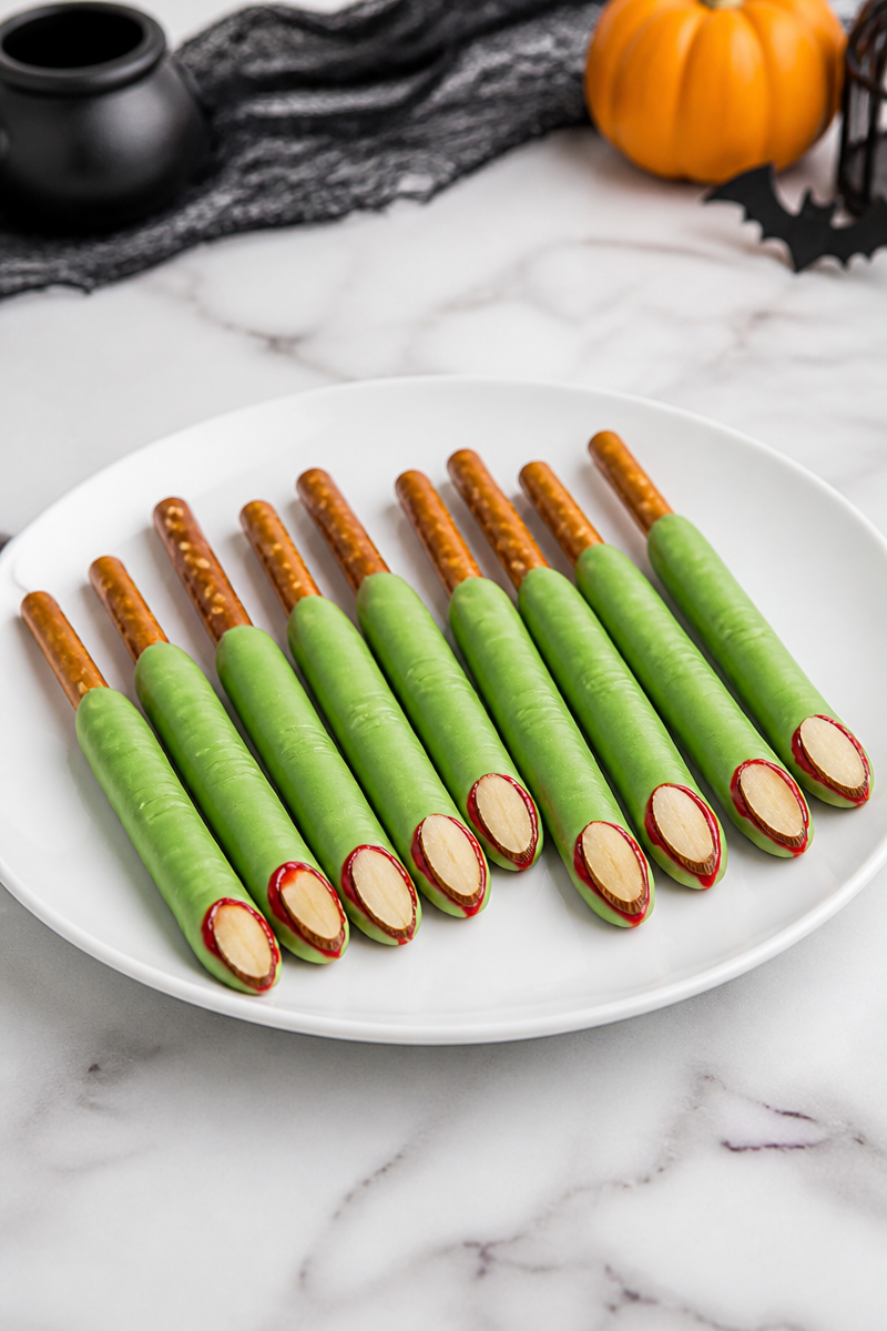 Creepy Witch Finger Pretzel Stick Halloween Snack 5 Creepy Witch Finger Pretzel Stick Halloween Snack