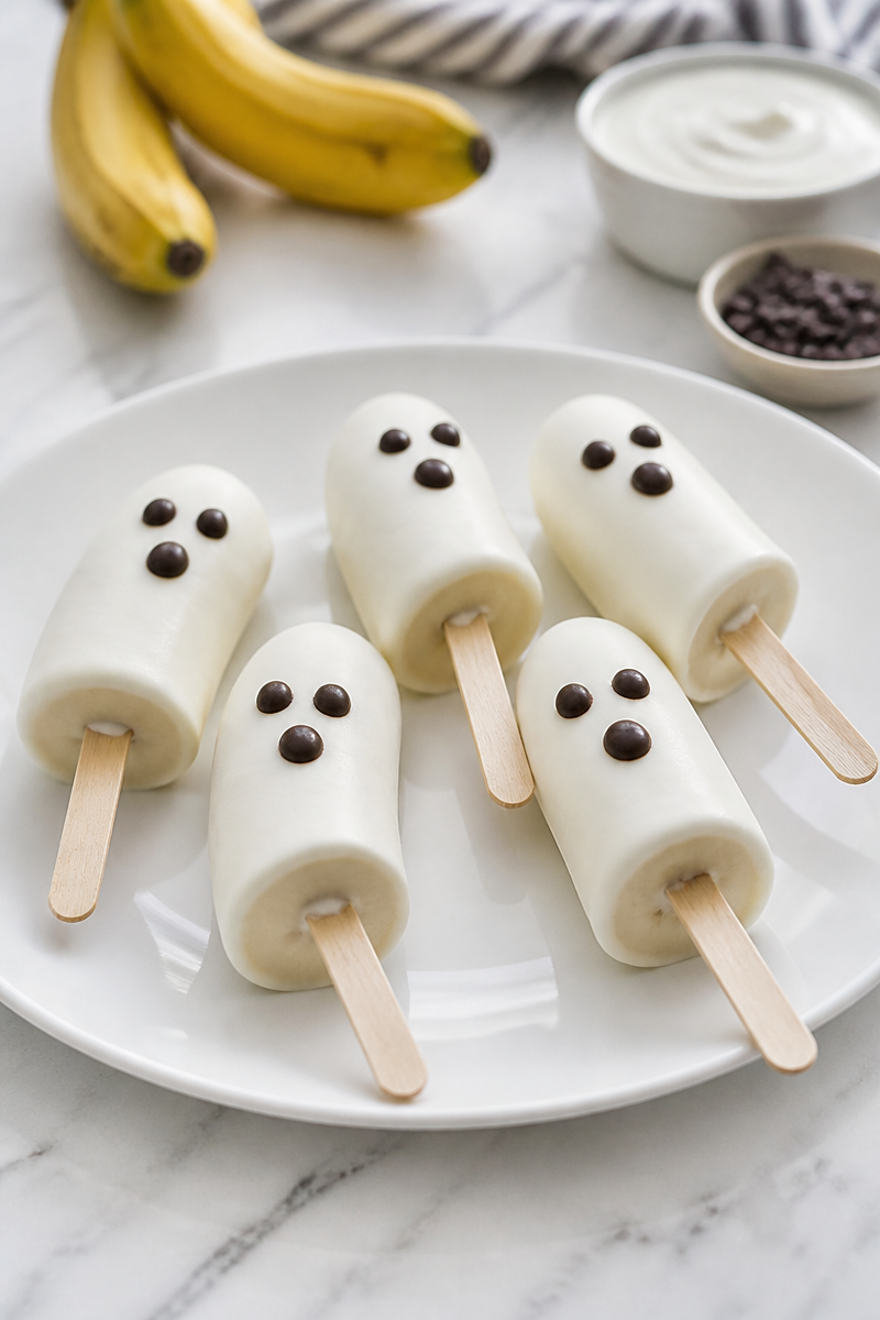 Spooky Ghost Shaped Banana Yogurt Halloween Pop 5 Spooky Ghost Shaped Banana Yogurt Halloween Pop