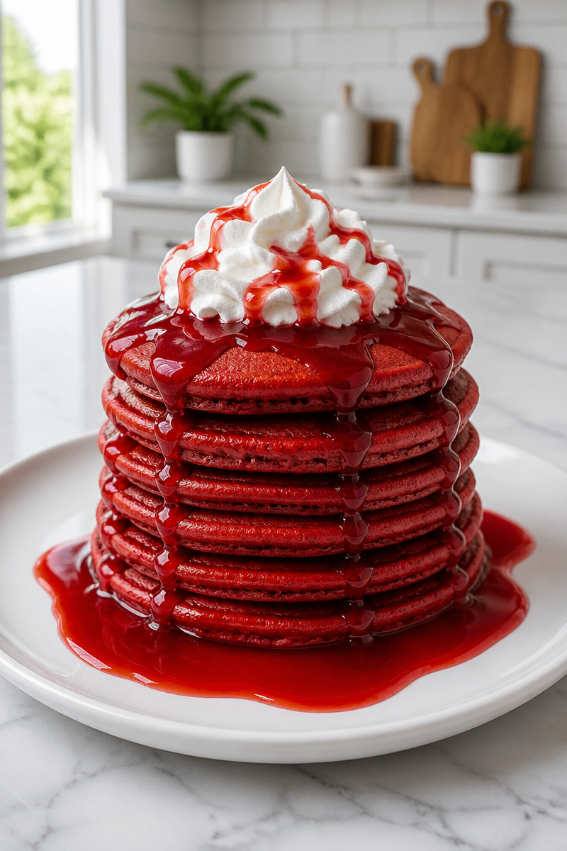Spooky Blood Red Velvet Fluffy Halloween Pancake 5 Spooky Blood Red Velvet Fluffy Halloween Pancake