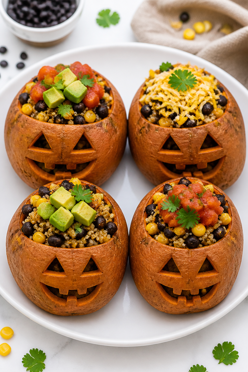Creepy Jack O Lantern Stuffed Sweet Potato Halloween Dinner 6 Creepy Jack O Lantern Stuffed Sweet Potato Halloween Dinner