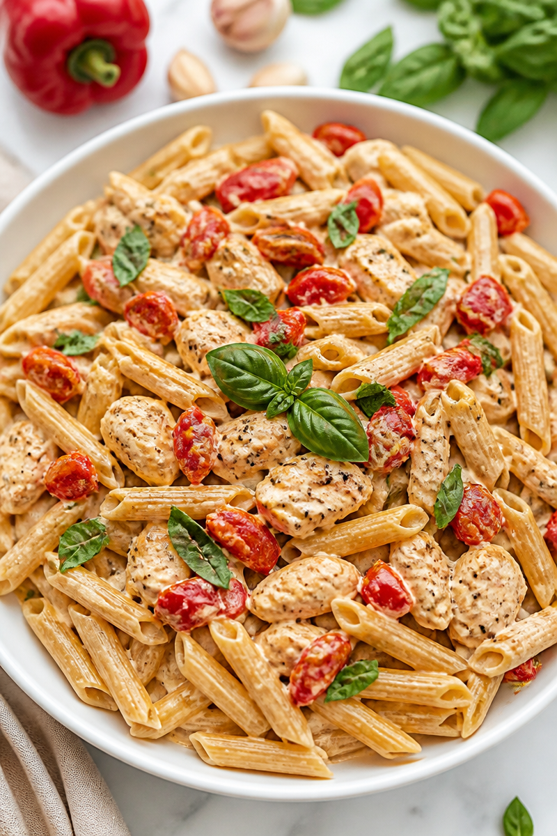 Healthy Roasted Red Pepper And Chicken Pasta Alfredo 6 Healthy Roasted Red Pepper And Chicken Pasta Alfredo