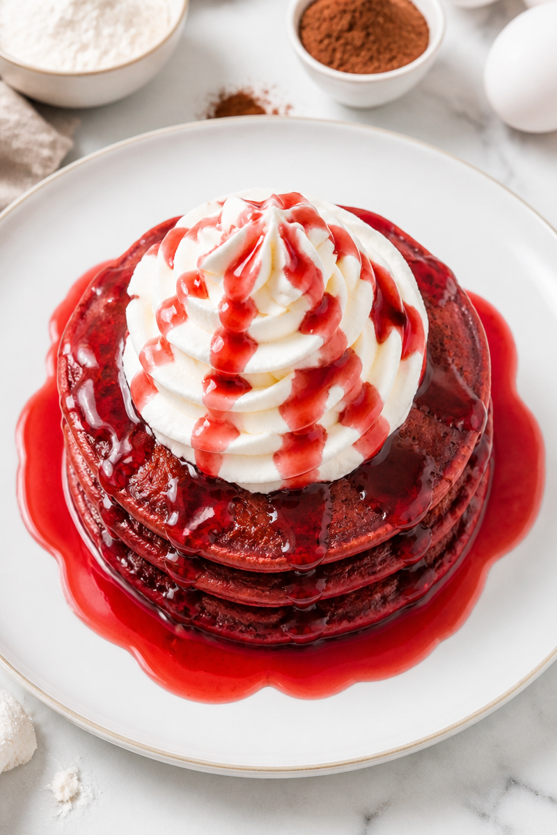 Spooky Blood Red Velvet Fluffy Halloween Pancake 6 Spooky Blood Red Velvet Fluffy Halloween Pancake