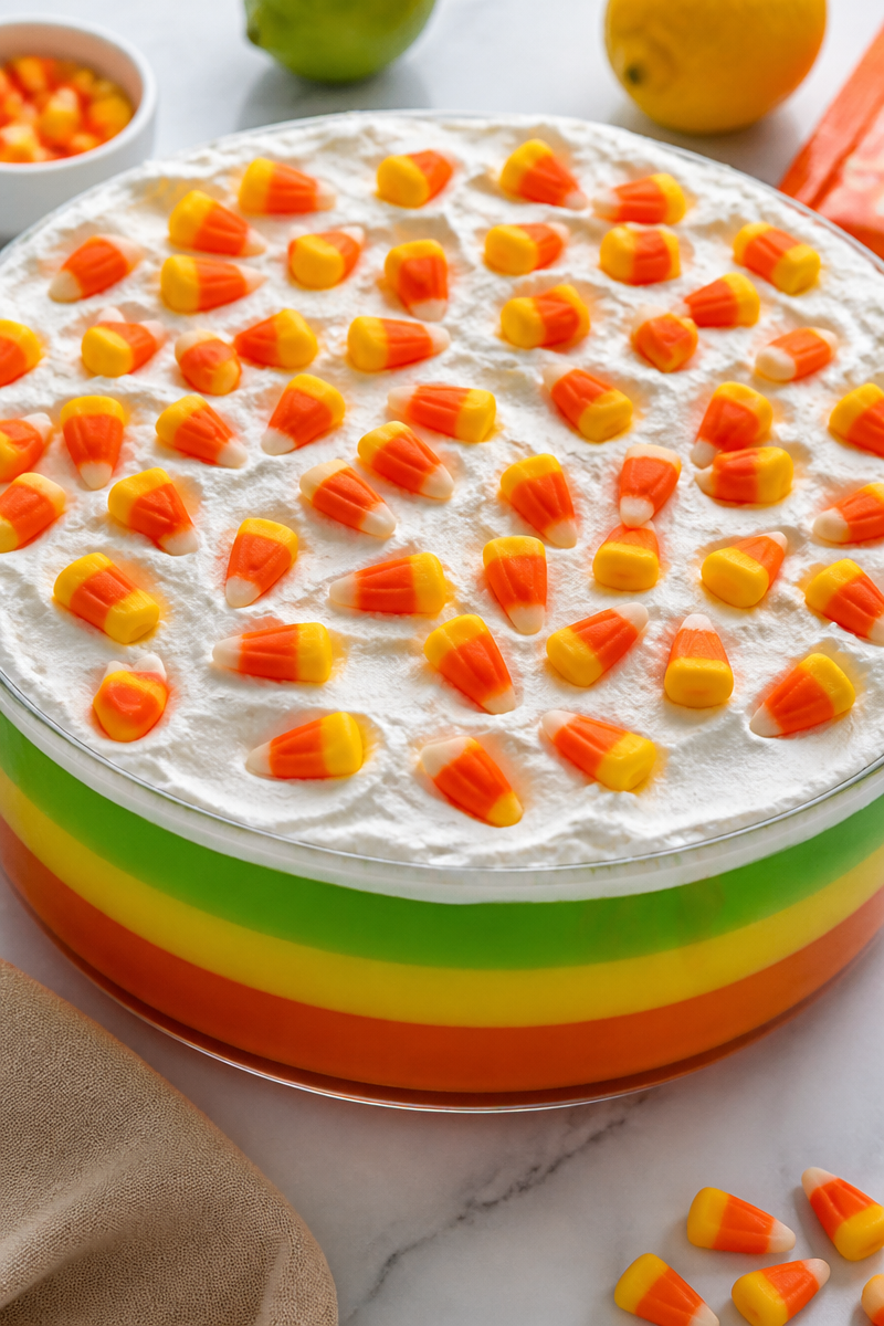 Spooky Candy Corn Layered Jello Halloween Treat 6 Spooky Candy Corn Layered Jello Halloween Treat