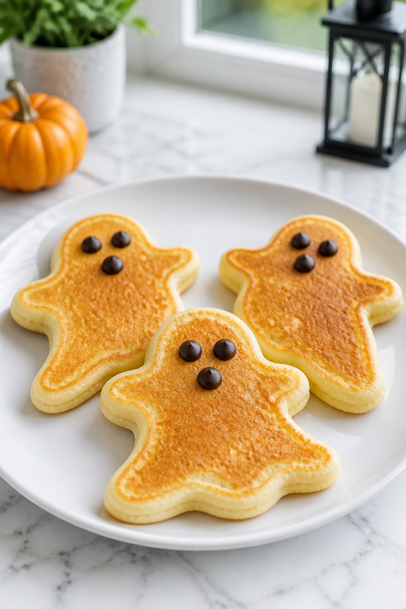Fluffy Spooky Ghost Shaped Buttermilk Halloween Pancake