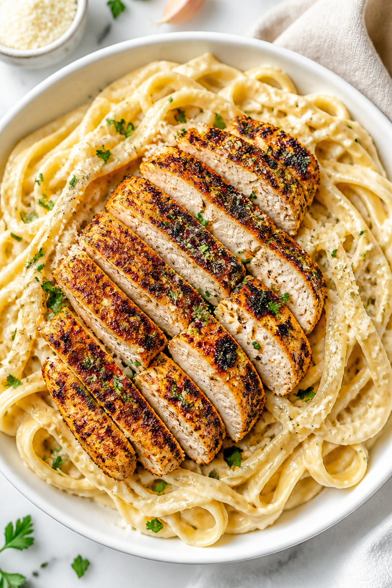 Spicy Cajun Grilled Chicken Pasta Alfredo