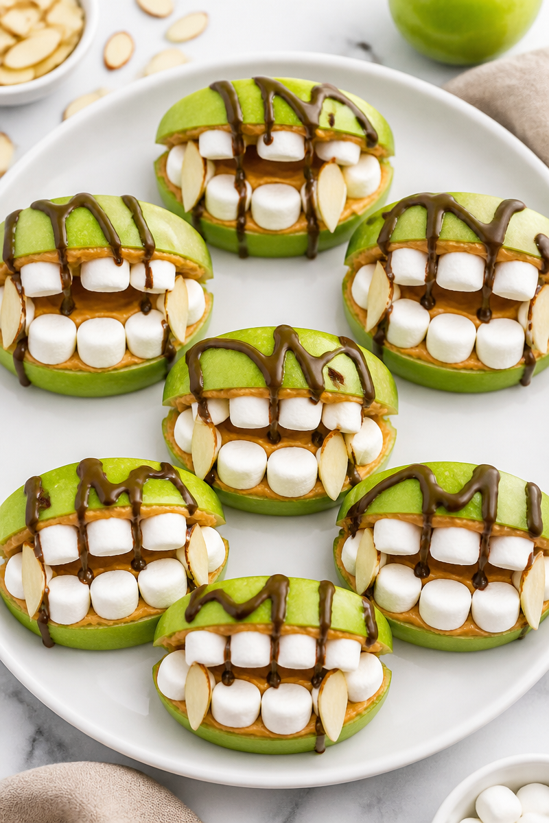 Creepy Green Apple Monster Jaw Halloween Snack