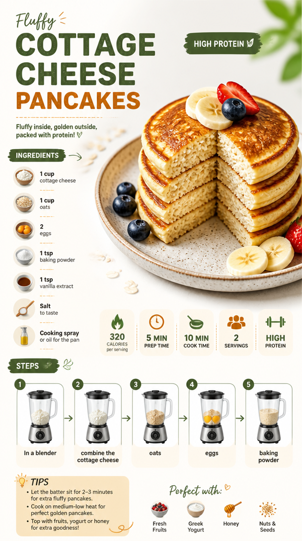 Fluffy Cottage Cheese Pancakes