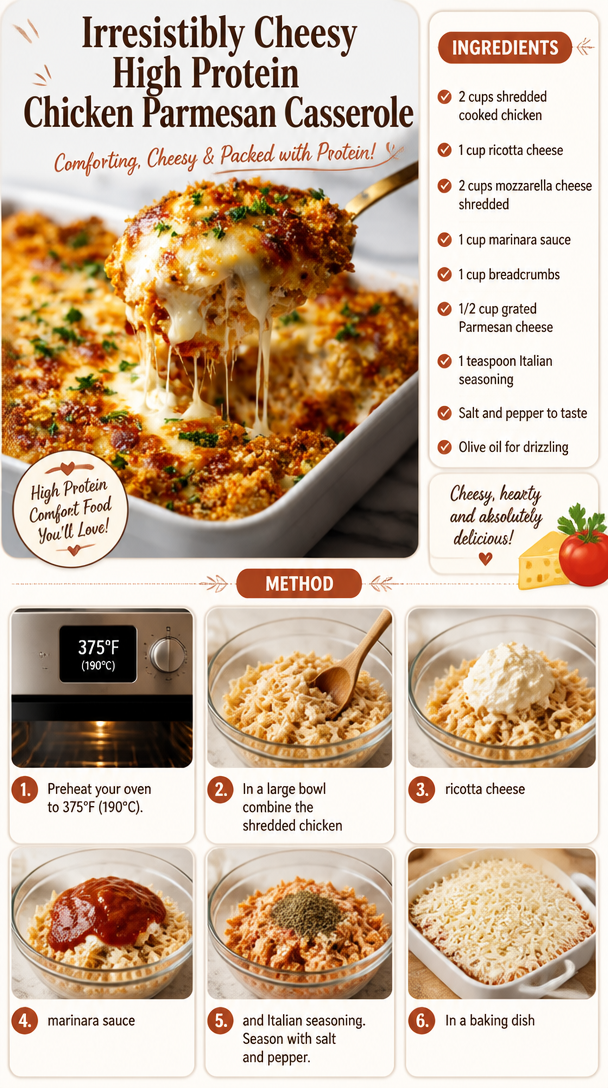 Irresistibly Cheesy High Protein Chicken Parmesan Casserole