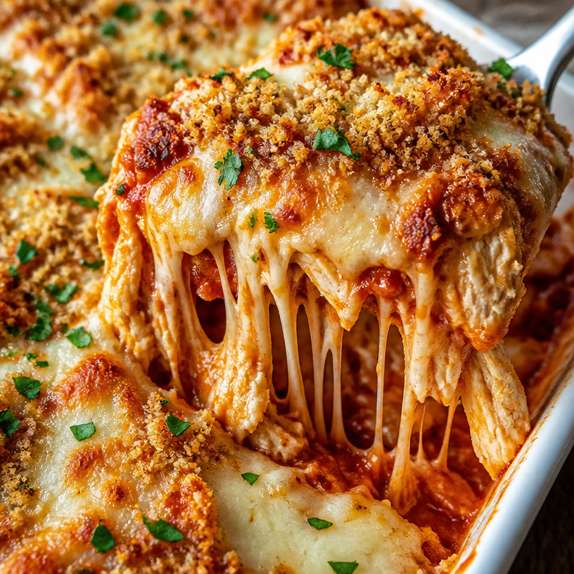 Irresistibly Cheesy High Protein Chicken Parmesan Casserole