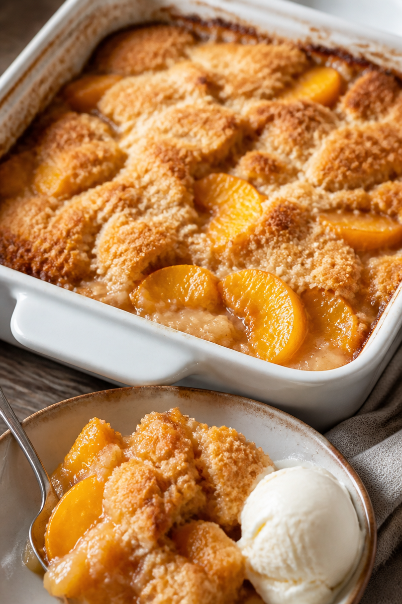 Easy Peach Cobbler with Canned Peaches