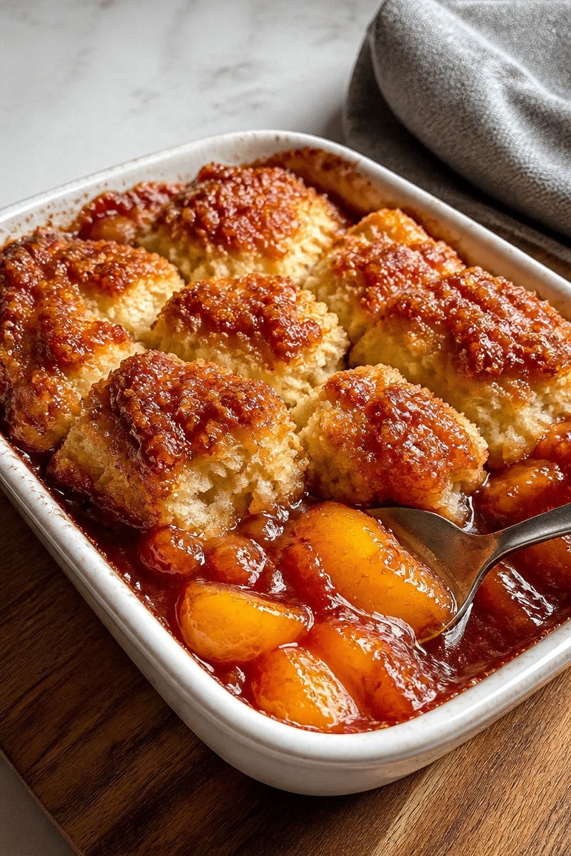Easy Fresh Peach Cobbler Recipe with Brown Sugar Biscuit Topping