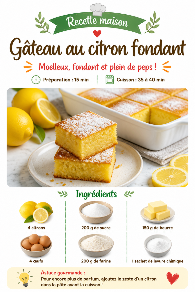 Gâteau au citron fondant