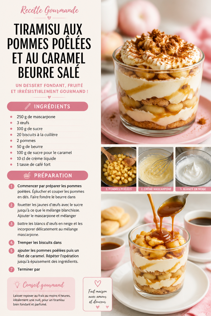 Tiramisu with Sautéed Apples and Salted Butter Caramel