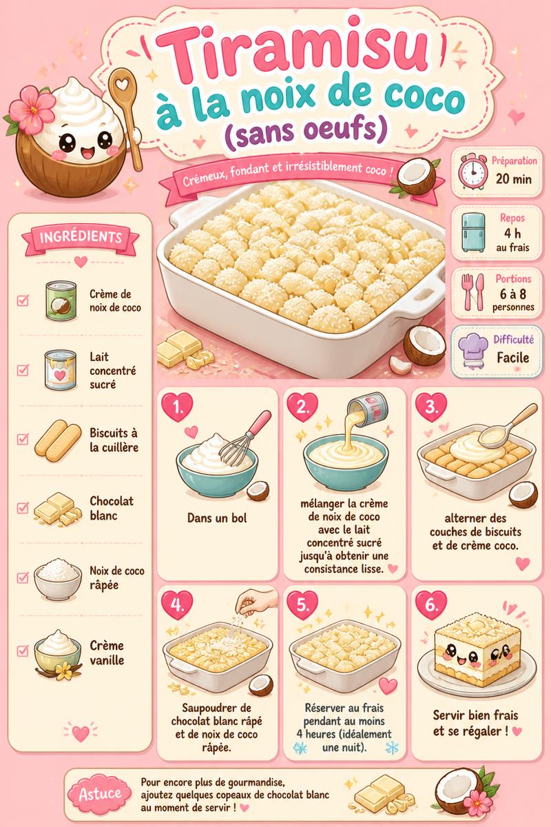 Tiramisu à la noix de coco (sans œufs)
