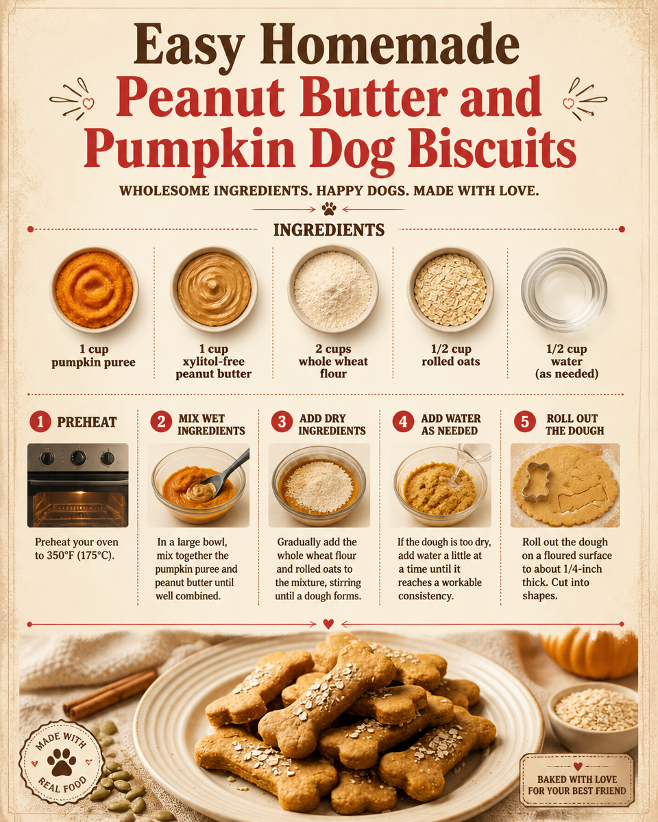 Easy Homemade Peanut Butter and Pumpkin Dog Biscuits